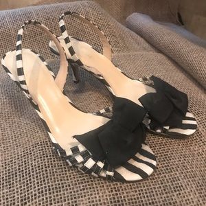 Kate ♠️ Spade black & white sling back open toe 7 1/2 B